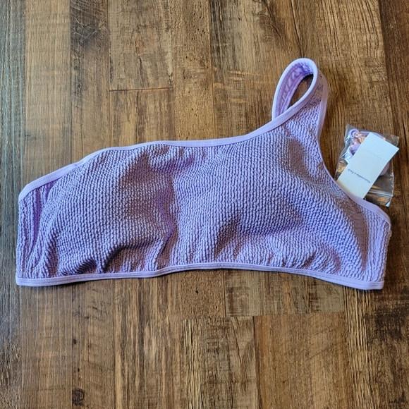 Abercrombie & Fitch One Shoulder Ribbed Texture Purple Swim Bikini Top - Picture 1 of 6